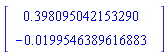 Vector(2, {(1) = .398095042153290, (2) = -0.199546389616883e-1})