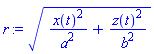 r := (x(t)^2/a^2+z(t)^2/b^2)^(1/2)