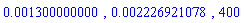 0.1300000000e-2, 0.2226921078e-2, 400