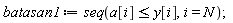 batasan1 := seq(a[i] <= y[i], i = N);