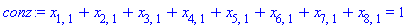 x[1, 1]+x[2, 1]+x[3, 1]+x[4, 1]+x[5, 1]+x[6, 1]+x[7, 1]+x[8, 1] = 1