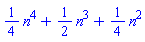 (1/4)*n^4+(1/2)*n^3+(1/4)*n^2