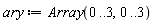 ary := Array(0 .. 3, 0 .. 3)