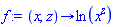 proc (x, z) options operator, arrow; ln(x^z) end proc