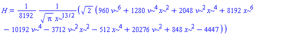 (1/8192)*2^(1/2)*(960*v^6+1280*v^4*x^2+2048*v^2*x^4+8192*x^6-10192*v^4-3712*v^2*x^2-512*x^4+20276*v^2+848*x^2-4447)/(Pi^(1/2)*x^(13/2))