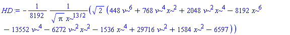 -(1/8192)*2^(1/2)*(448*v^6+768*v^4*x^2+2048*v^2*x^4-8192*x^6-13552*v^4-6272*v^2*x^2-1536*x^4+29716*v^2+1584*x^2-6597)/(Pi^(1/2)*x^(13/2))