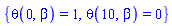 {theta(0, beta) = 1, theta(10, beta) = 0}
