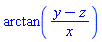 arctan((y-z)/x)