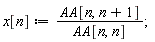 x[n] := AA[n, n+1]/AA[n, n];