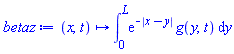 proc (x, t) options operator, arrow; int(exp(-abs(x-y))*g(y, t), y = 0 .. L) end proc