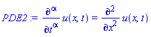 diff(u(x, t), [`$`(t, alpha)]) = diff(diff(u(x, t), x), x)