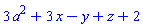 3*a^2+3*x-y+z+2