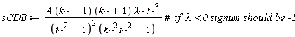 sCDB := (4*(k-1))*(k+1)*`&lambda;`*t^3/((t^2+1)^2*(k^2*t^2+1))