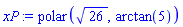 polar(26^(1/2), arctan(5))