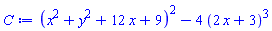 (x^2+y^2+12*x+9)^2-4*(2*x+3)^3