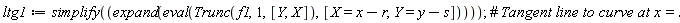 ltg1 := simplify(expand(eval(Trunc(f1, 1, [Y, X]), [X = x-r, Y = y-s])))