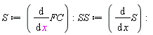 S := diff(FC, x); SS := diff(S, x)