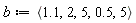 b := `<,>`(1.1, 2, 5, .5, 5)