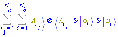 Sum(Sum(Physics:-`*`(Physics:-Ket(A, i__1), Physics:-Bra(A, i__1), Physics:-Ket(alpha, i), Physics:-Ket(B, i)), i = 1 .. N[b]), i__1 = 1 .. N[a])