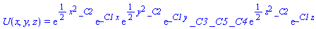 U(x, y, z) = exp((1/2)*x^2*_C2)*exp(_C1*x)*exp((1/2)*y^2*_C2)*exp(_C1*y)*_C3*_C5*_C4*exp((1/2)*z^2*_C2)*exp(_C1*z)