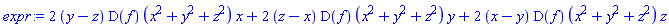 2*(y-z)*(D(f))(x^2+y^2+z^2)*x+2*(z-x)*(D(f))(x^2+y^2+z^2)*y+2*(x-y)*(D(f))(x^2+y^2+z^2)*z