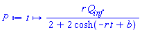 proc (t) options operator, arrow; r*Q[inf]/(2+2*cosh(b-r*t)) end proc
