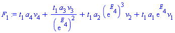 t[1]*a[4]*v[4]+t[1]*a[3]*v[3]/(exp(E[4]))^2+t[1]*a[2]*(exp(E[4]))^3*v[2]+t[1]*a[1]*exp(E[4])*v[1]