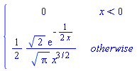 piecewise(x < 0, 0, (1/2)*sqrt(2)*exp(-1/(2*x))/(sqrt(Pi)*x^(3/2)))