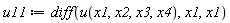 u11 := diff(u(x1, x2, x3, x4), x1, x1)
