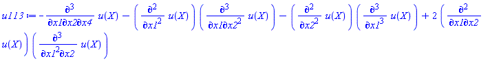 -(diff(diff(diff(u(X), x1), x2), x4))-(diff(diff(u(X), x1), x1))*(diff(diff(diff(u(X), x1), x2), x2))-(diff(diff(u(X), x2), x2))*(diff(diff(diff(u(X), x1), x1), x1))+2*(diff(diff(u(X), x1), x2))*(diff(diff(diff(u(X), x1), x1), x2))