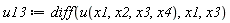 u13 := diff(u(x1, x2, x3, x4), x1, x3)
