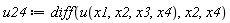 u24 := diff(u(x1, x2, x3, x4), x2, x4)