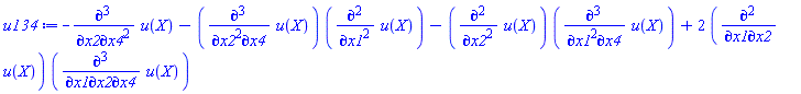 -(diff(diff(diff(u(X), x2), x4), x4))-(diff(diff(diff(u(X), x2), x2), x4))*(diff(diff(u(X), x1), x1))-(diff(diff(u(X), x2), x2))*(diff(diff(diff(u(X), x1), x1), x4))+2*(diff(diff(u(X), x1), x2))*(diff(diff(diff(u(X), x1), x2), x4))