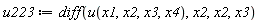 u223 := diff(u(x1, x2, x3, x4), x2, x2, x3)