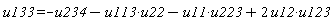 u133 = -u11*u223-u113*u22+2*u12*u123-u234