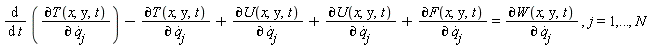 diff(`&PartialD;`(T(x, y, t))/`&PartialD;`(`#mscripts(mi("q"),mi("j"),none(),none(),mo("&period;"),none(),none())`), t)-`&PartialD;`(T(x, y, t))/`&PartialD;`(`#mscripts(mi("q"),mi("j"),none(),none(),mo("&period;"),none(),none())`)+`&PartialD;`(U(x, y, t))/`&PartialD;`(`#mscripts(mi("q"),mi("j"),none(),none(),mo("&period;"),none(),none())`)+`&PartialD;`(U(x, y, t))/`&PartialD;`(`#mscripts(mi("q"),mi("j"),none(),none(),mo("&period;"),none(),none())`)+`&PartialD;`(F(x, y, t))/`&PartialD;`(`#mscripts(mi("q"),mi("j"),none(),none(),mo("&period;"),none(),none())`) = `&PartialD;`(W(x, y, t))/`&PartialD;`(`#mscripts(mi("q"),mi("j"),none(),none(),mo("&period;"),none(),none())`), j = 1, () .. (), N