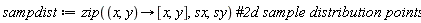 sampdist := zip(proc (x, y) options operator, arrow; [x, y] end proc, sx, sy)