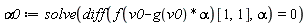 alpha0 := solve(diff(f(v0-g(v0)*alpha)[1, 1], alpha) = 0)