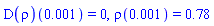 (D(rho))(0.1e-2) = 0, rho(0.1e-2) = .78