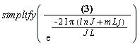 simplify((`#mover(mi("u"),mo("&circ;"))`[m, n]*exp(-(2*I)*(m*(j+1)*L+l*n*J)*Pi/(J*L))+`#mover(mi("u"),mo("&circ;"))`[m, n]*exp(-(2*I)*(m*L*(j-1)+l*n*J)*Pi/(J*L))-4*`#mover(mi("u"),mo("&circ;"))`[m, n]*exp(-(2*I)*Pi*(J*l*n+L*j*m)/(J*L))+`#mover(mi("u"),mo("&circ;"))`[m, n]*exp(-(2*I)*Pi*(n*(l+1)*J+L*j*m)/(J*L))+`#mover(mi("u"),mo("&circ;"))`[m, n]*exp(-(2*I)*Pi*(n*(l-1)*J+L*j*m)/(J*L)) = h^2*`#mover(mi("&rho;",fontstyle = "normal"),mo("&circ;"))`[m, n]*exp(-(2*I)*Pi*(J*l*n+L*j*m)/(J*L)))*(1/exp(-(2*I)*Pi*(J*l*n+L*j*m)/(J*L))))