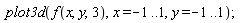 plot3d(f(x, y, 3), x = -1 .. 1, y = -1 .. 1)