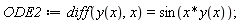 ODE2 := diff(y(x), x) = sin(x*y(x))