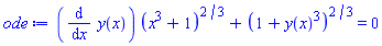 (diff(y(x), x))*(x^3+1)^(2/3)+(1+y(x)^3)^(2/3) = 0