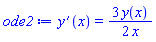 diff(y(x), x) = (3/2)*y(x)/x