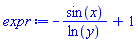 -sin(x)/ln(y)+1