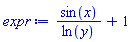 sin(x)/ln(y)+1