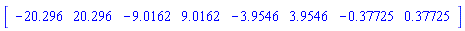 Vector[row](8, {(1) = -20.296, (2) = 20.296, (3) = -9.0162, (4) = 9.0162, (5) = -3.9546, (6) = 3.9546, (7) = -.37725, (8) = .37725})