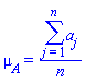 mu[A] = (sum(a[j], j = 1 .. n))/n