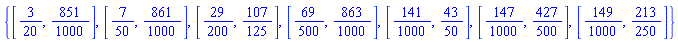 {[3/20, 851/1000], [7/50, 861/1000], [29/200, 107/125], [69/500, 863/1000], [141/1000, 43/50], [147/1000, 427/500], [149/1000, 213/250]}