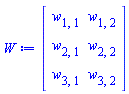 Matrix(3, 2, {(1, 1) = w[1, 1], (1, 2) = w[1, 2], (2, 1) = w[2, 1], (2, 2) = w[2, 2], (3, 1) = w[3, 1], (3, 2) = w[3, 2]})